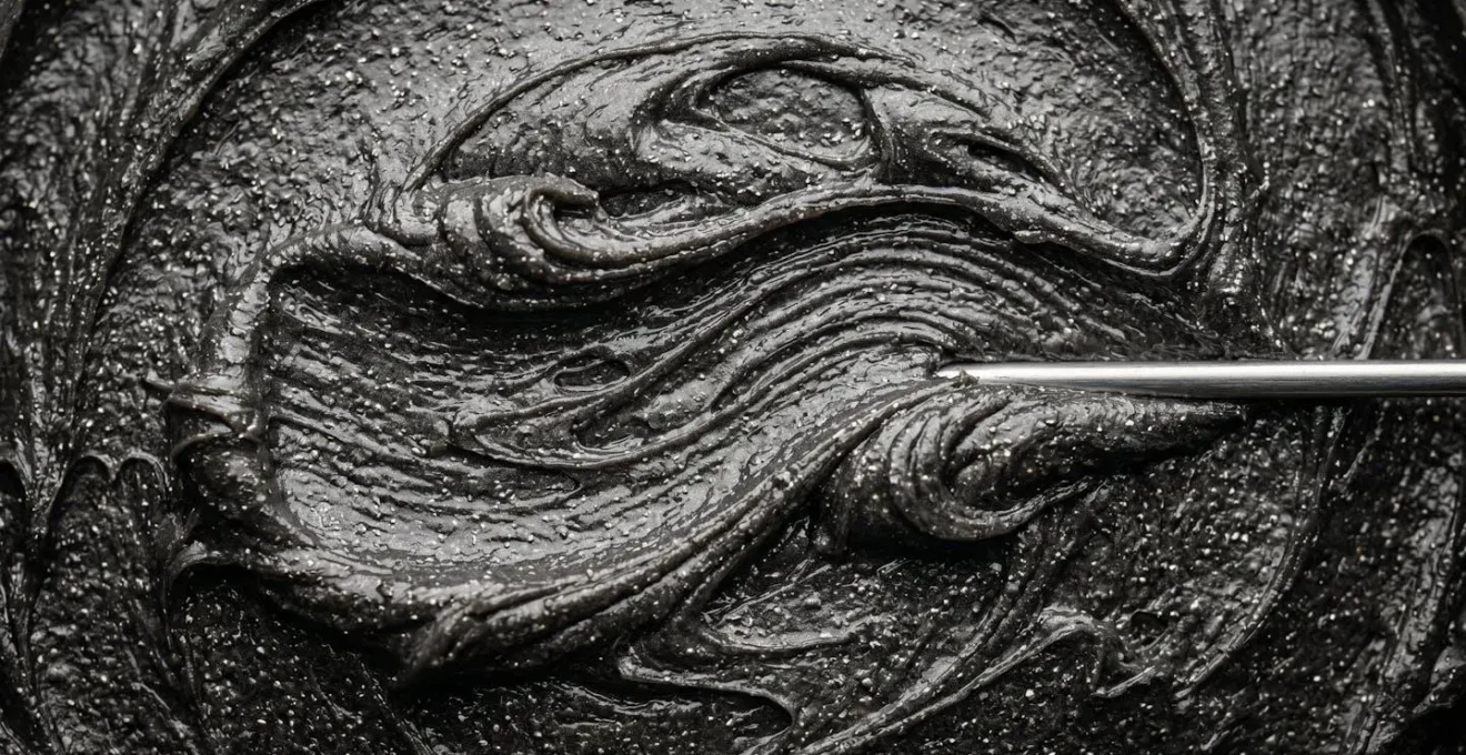 Gros plan macro sur texture de graisse Automatenfett suisse avec reflets métalliques MoS2