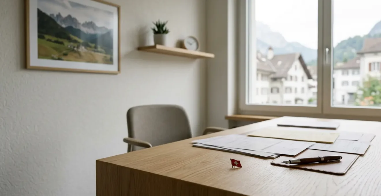 Bureau administratif avec documents officiels pour permis d'acquisition d'armes en Suisse