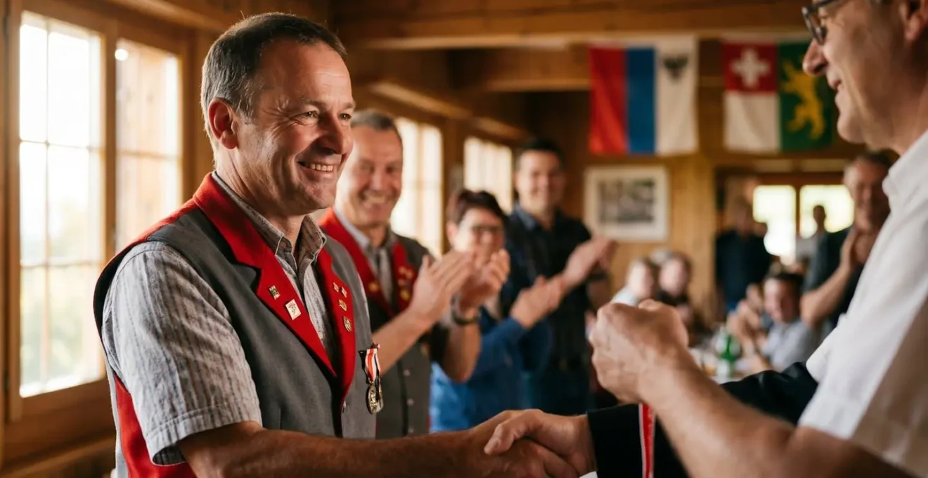 Cérémonie de remise de médailles lors d'un concours de tir sportif en Suisse