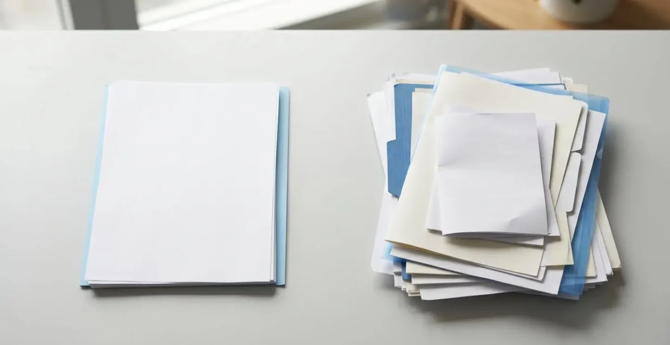 Comparaison visuelle des documents requis pour PAA et PAE sur un bureau